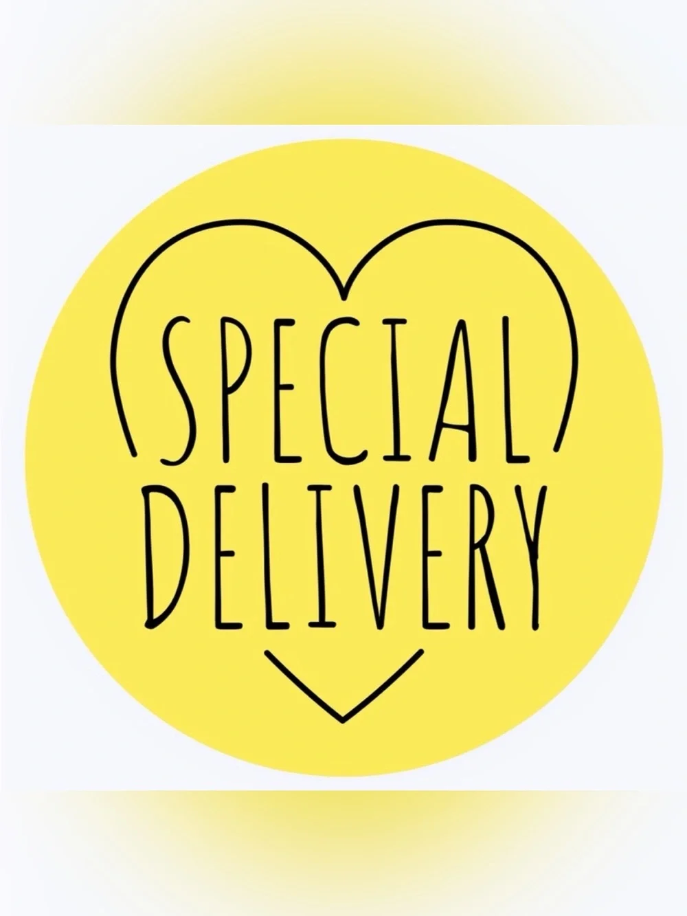 50 SHIPPING STICKERS - 2” ROUND - “SPECIAL DELIVERY” - YELLOW